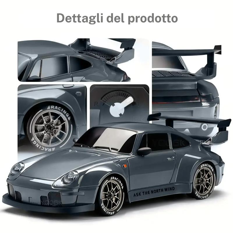 Auto da corsa 911 telecomandata scala 1:24 ricaricabile con cavo USB