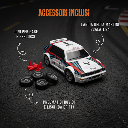 Auto da corsa Delta telecomandata scala 1:24 ricaricabile con cavo USB