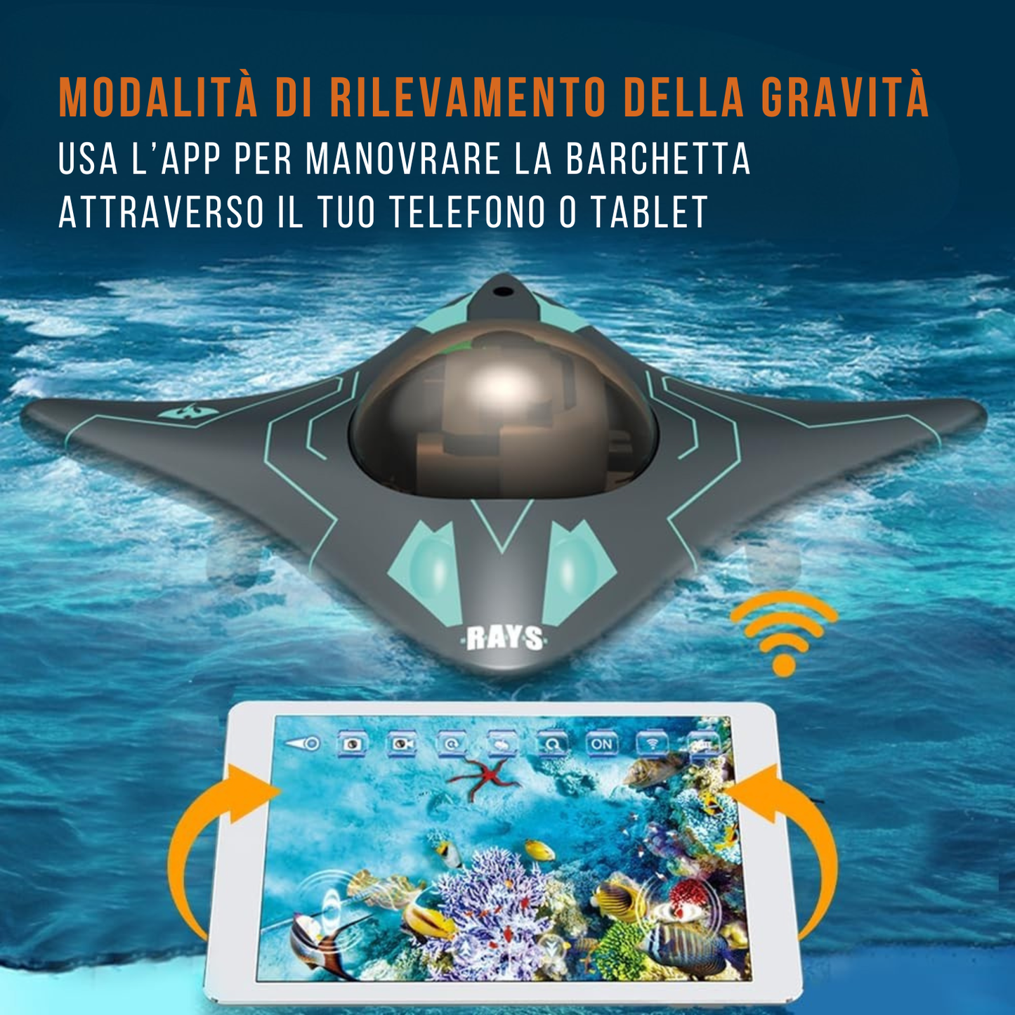 Drone mini subacqueo WI-Fi telecomandato da APP con telecamera HD in tempo reale - AquaCam