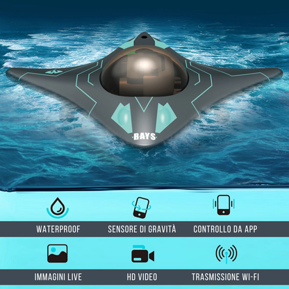 Drone mini subacqueo WI-Fi telecomandato da APP con telecamera HD in tempo reale - AquaCam