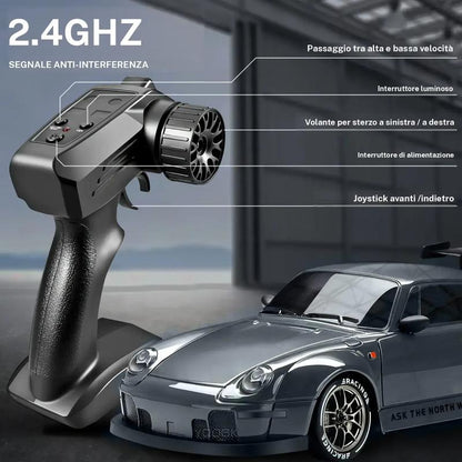 Auto da corsa 911 telecomandata scala 1:24 ricaricabile con cavo USB