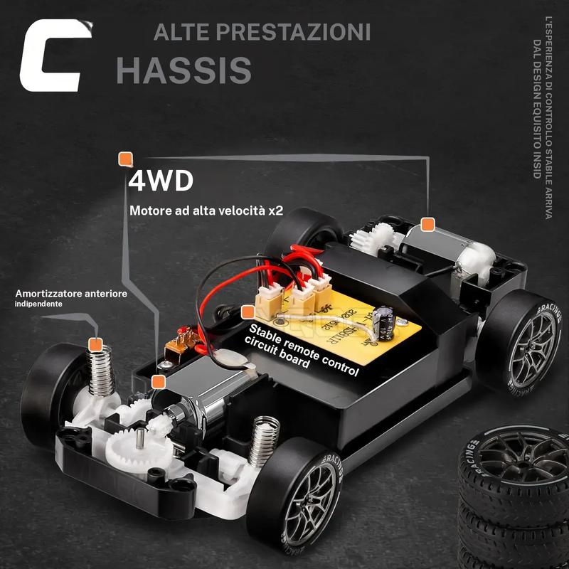 Auto da corsa 911 telecomandata scala 1:24 ricaricabile con cavo USB