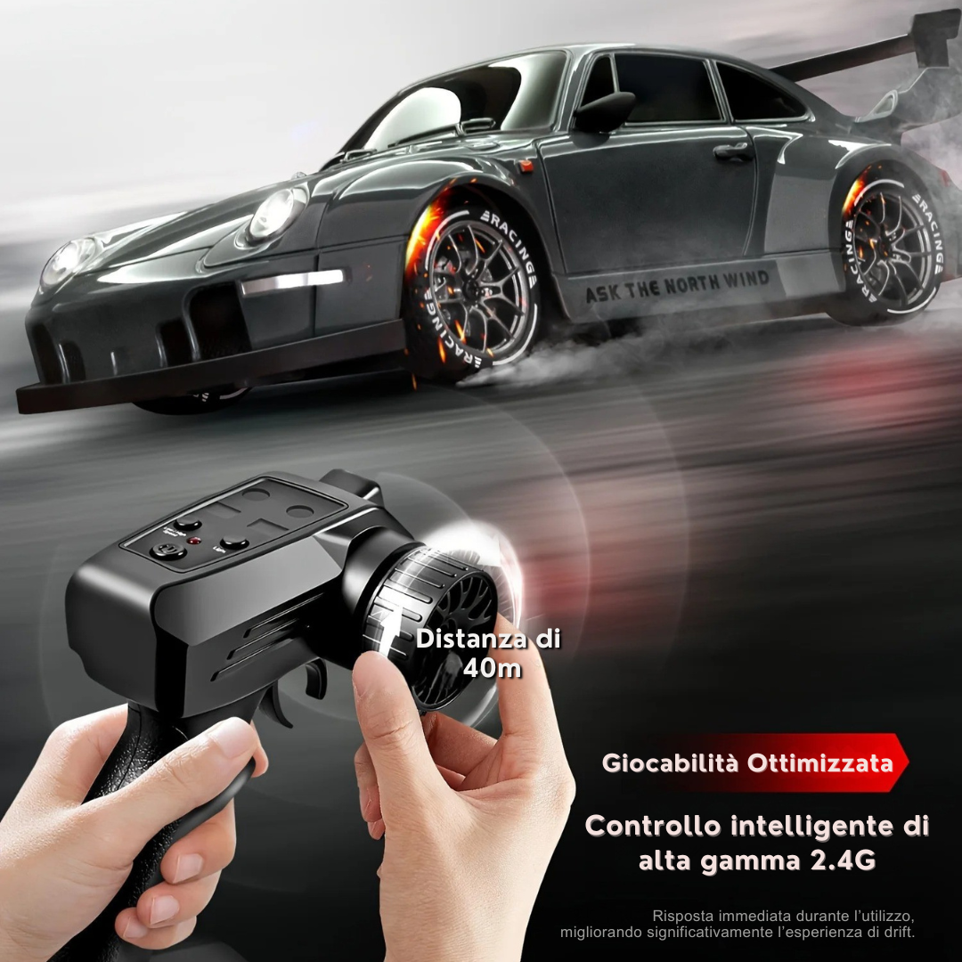 Auto da corsa 911 telecomandata scala 1:24 ricaricabile con cavo USB
