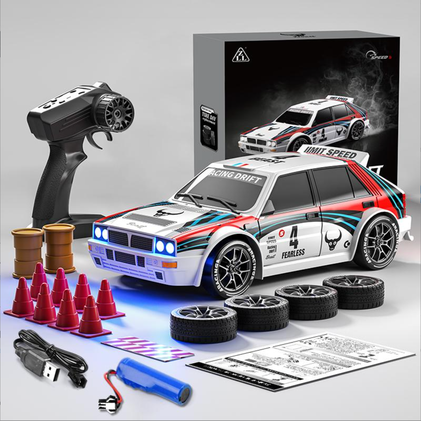 Auto da corsa Delta telecomandata scala 1:24 ricaricabile con cavo USB