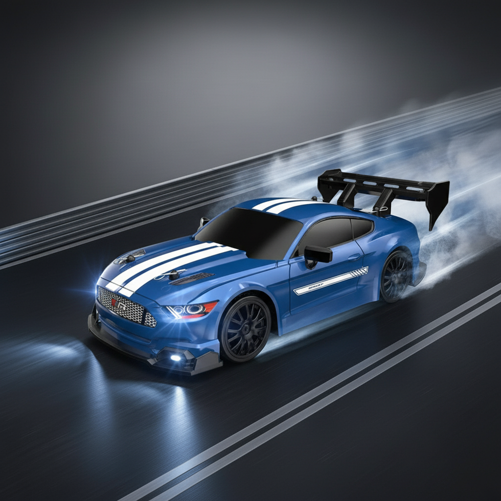Auto da corsa Shelby GT500 telecomandata scala 1:24 ricaricabile con cavo USB
